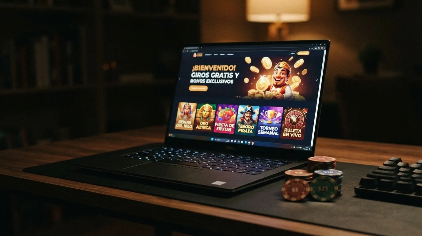 Pantalla de promoción de un casino español con una oferta de bono sin depósito