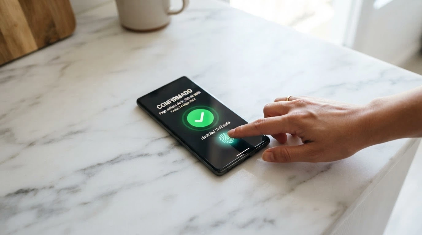 Pantalla de un iPhone mostrando la interfaz de pago de Apple Pay con el botón de confirmación Face ID durante un depósito en un casino online