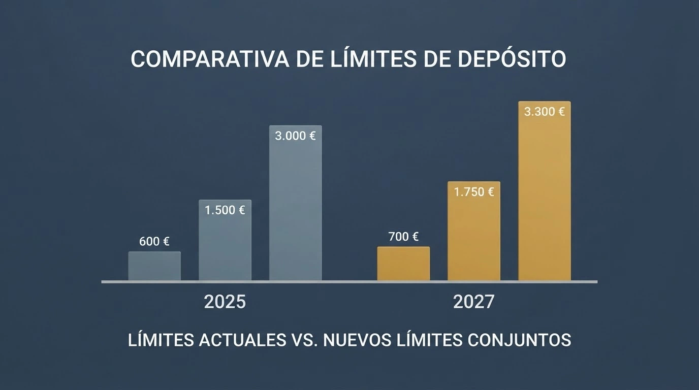 Gráfico con los límites de depósito actuales por operador y los previstos como conjuntos para 2027