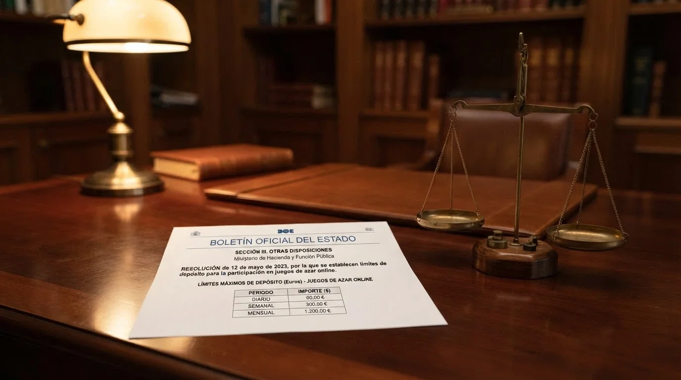 Un extracto del BOE junto a una balanza de la justicia, con las cifras de los nuevos límites conjuntos visibles en primer plano