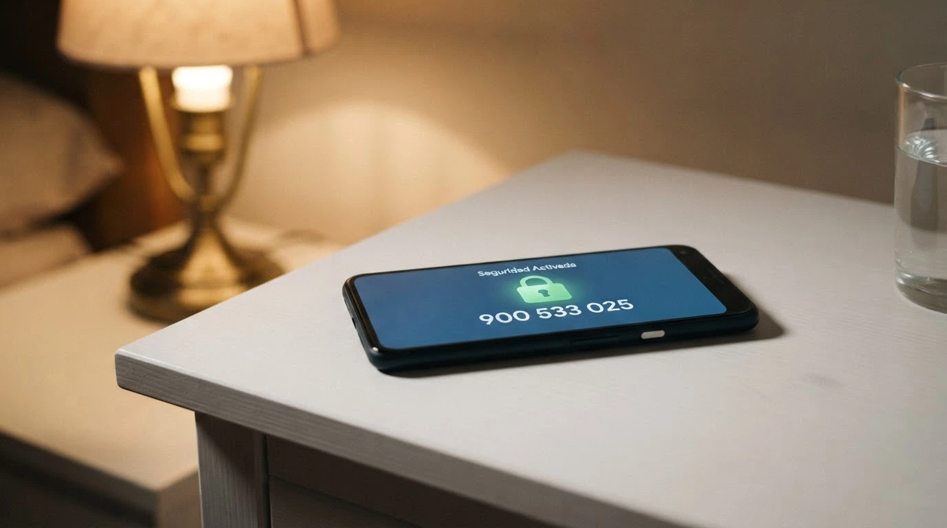 Teléfono móvil mostrando la web de FEJAR con el número 900 533 025 y el logo del RGIAJ