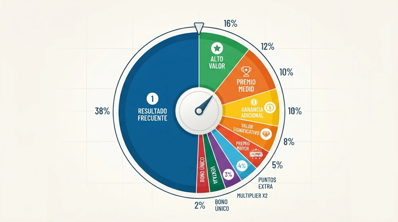 Una representación gráfica de la rueda de Crazy Time con los porcentajes de probabilidad de cada segmento superpuestos en colores