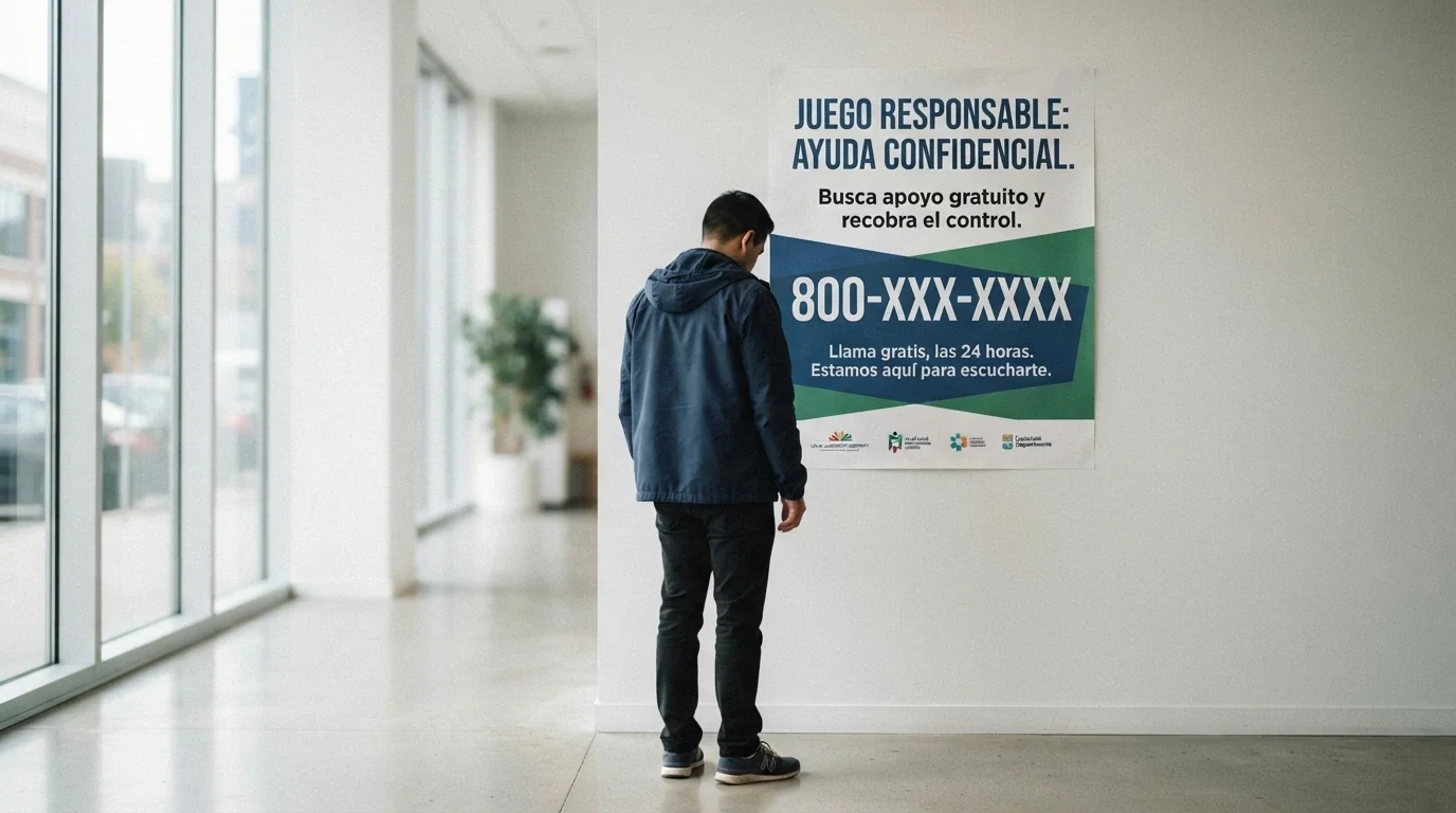 Cartel con el número 900 200 225 de FEJAR y el texto «Juego responsable. Ayuda gratuita y confidencial»